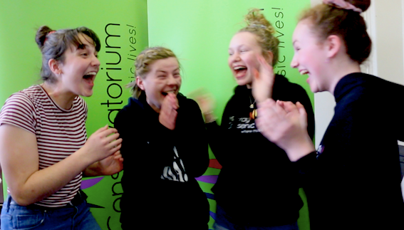 The moment Murray Conservatorium Youth Council Members Greta McAlister, Ruth Little, Milla Nichol and Liberty Nichol found out about their successful application!
